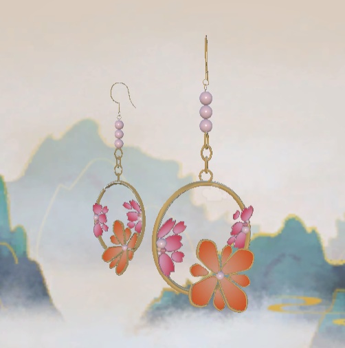 【無料】金属の花のイヤリング Metal Flower Earring