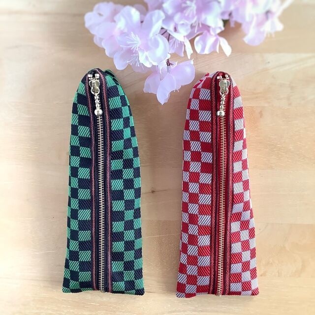 鬼滅の刃 禰󠄀豆子イメージカラー 畳縁 ペンケース① 市松模様