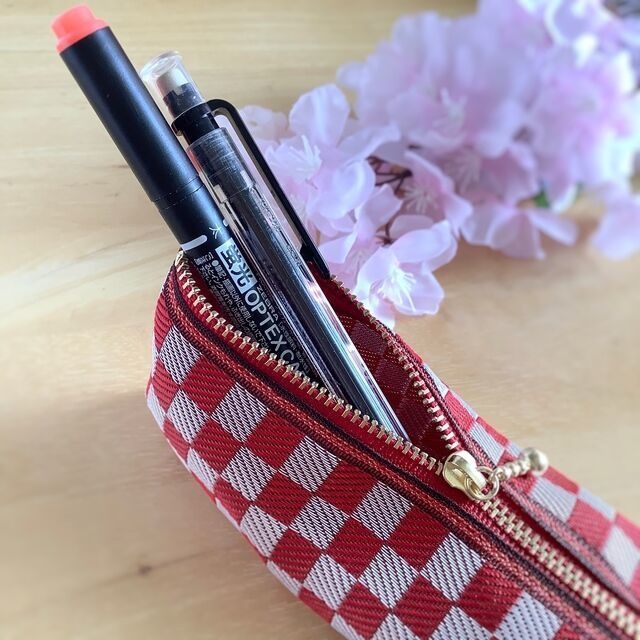 鬼滅の刃 禰󠄀豆子イメージカラー 畳縁 ペンケース① 市松模様