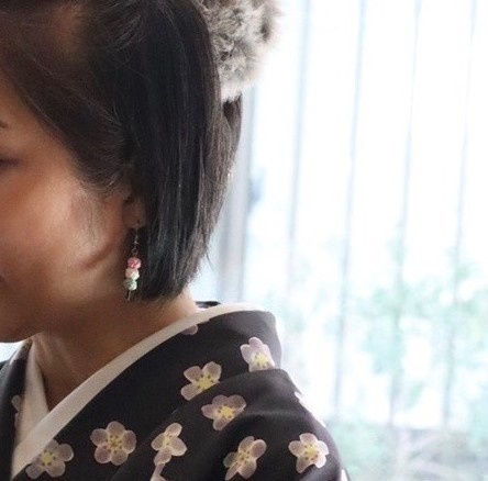 水引製 おだんご ピアス イヤリング お花見 ※ロボホンとお揃い♬