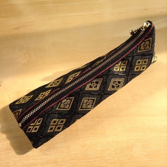 【黒菱形】畳縁 ペンケース 和風 着物柄 吉祥文様