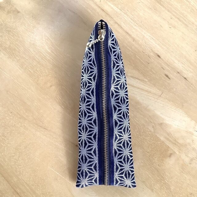 【撫子】畳縁 テトラ型 ペンケース 藍色 春 和風 大人可愛い