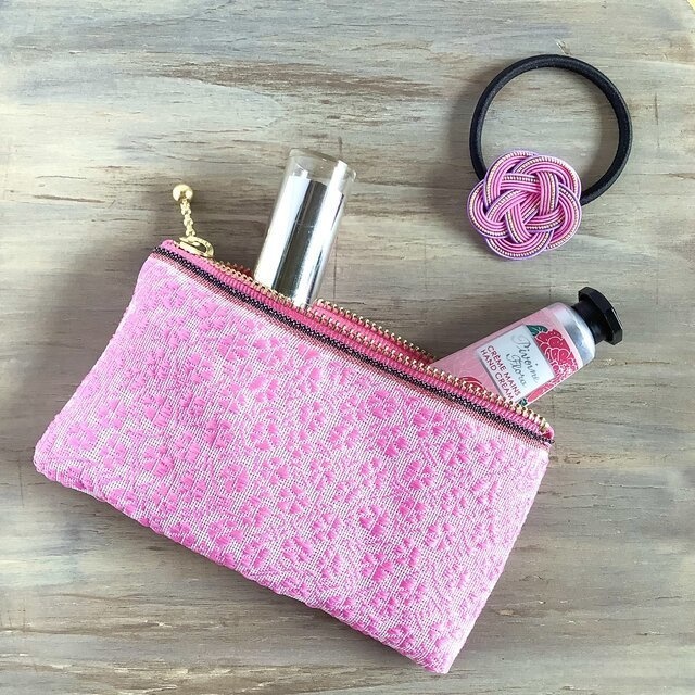 【撫子】畳縁 テトラ型 ペンケース ピンク 大人可愛い 和風