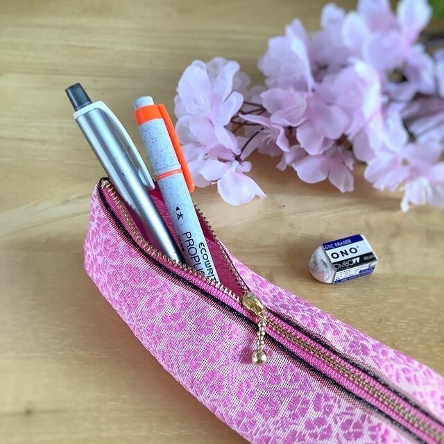 【撫子】畳縁 テトラ型 ペンケース ピンク 大人可愛い 和風