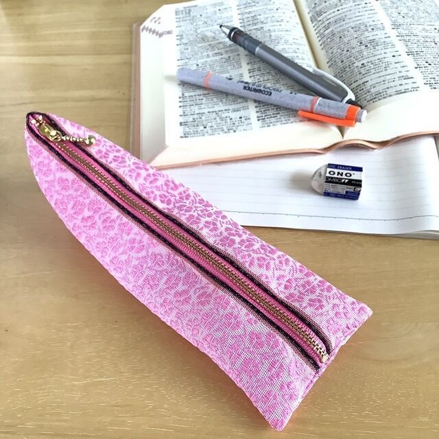 【撫子】畳縁　テトラ型　ペンケース　ピンク　大人可愛い　和風
