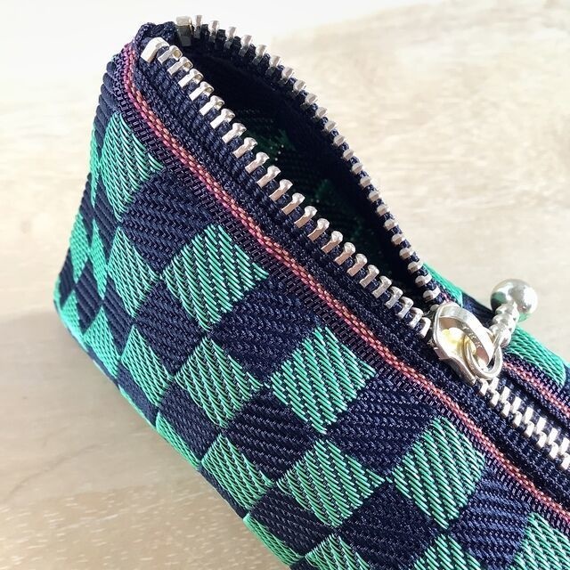 鬼滅の刃 炭治郎イメージカラー 畳縁 ミニポーチ 小銭入れ 市松 緑