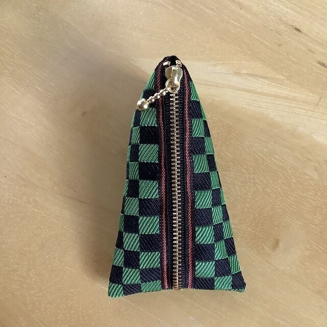 鬼滅の刃 炭治郎イメージカラー 畳縁 ミニポーチ 小銭入れ 市松 緑