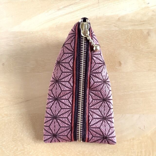 鬼滅の刃 禰󠄀豆子イメージカラー 畳縁 ミニポーチ 麻の葉模様