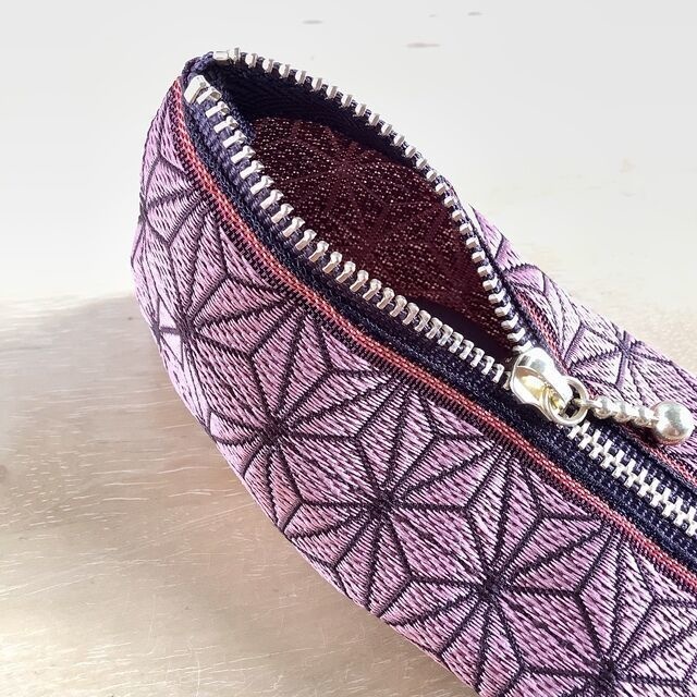 鬼滅の刃 禰󠄀豆子イメージカラー 畳縁 ミニポーチ 麻の葉模様