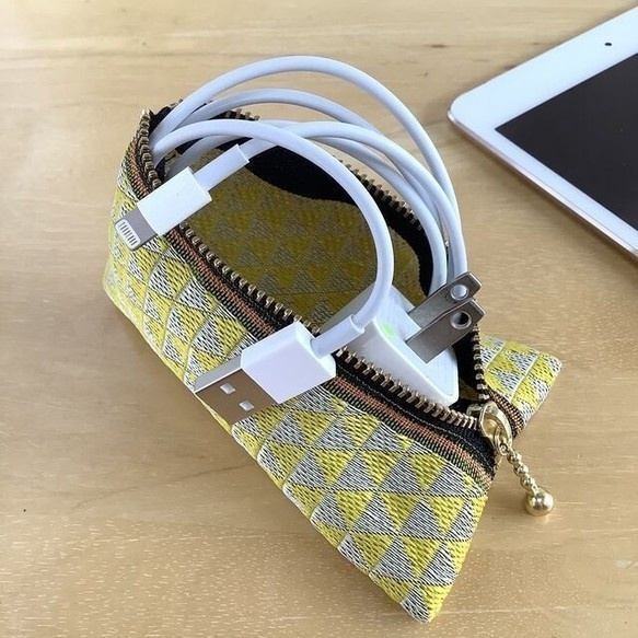 鬼滅の刃 善逸イメージカラー 畳縁 ペンケース 鱗模様 黄色