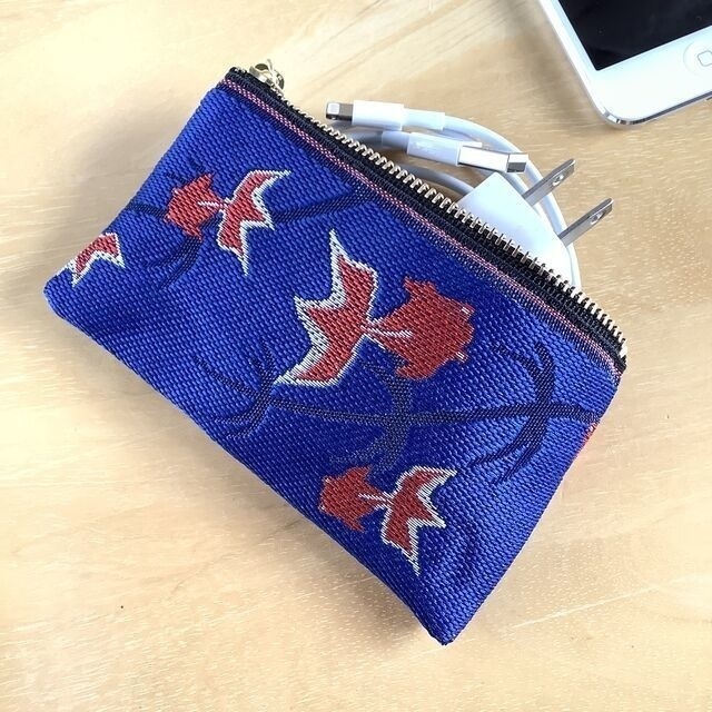 【金魚】畳縁 テトラ型 ペンケース 紺 青 シノワズリ 和風