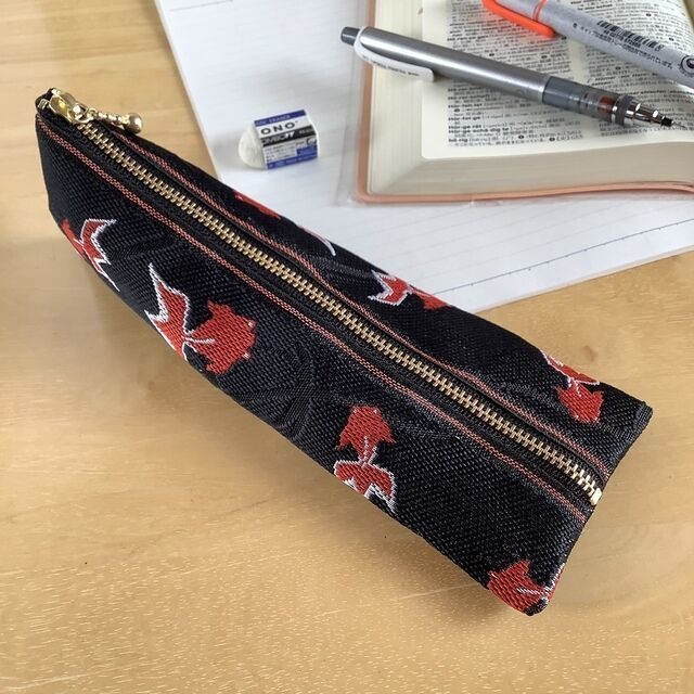 【金魚】畳縁 ミニポーチ カードケース 小銭入れ 黒 シノワズリ 和風