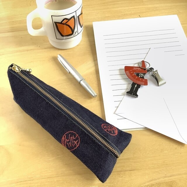 【元気玉】畳縁 テトラ型 ミニポーチ デニム風 小銭入れ