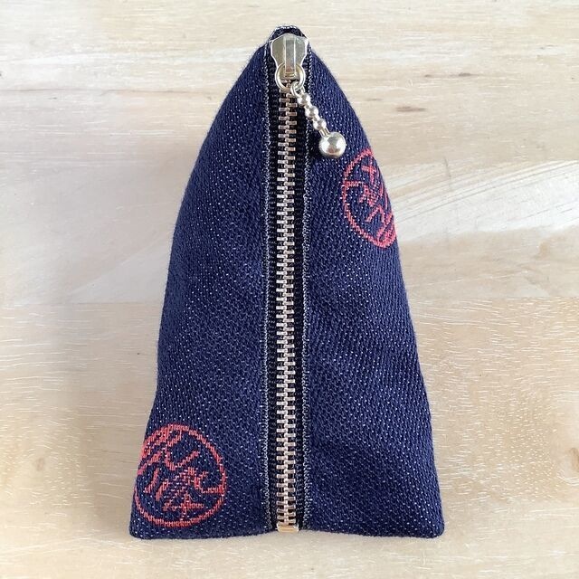 【元気玉】畳縁 テトラ型 ミニポーチ デニム風 小銭入れ