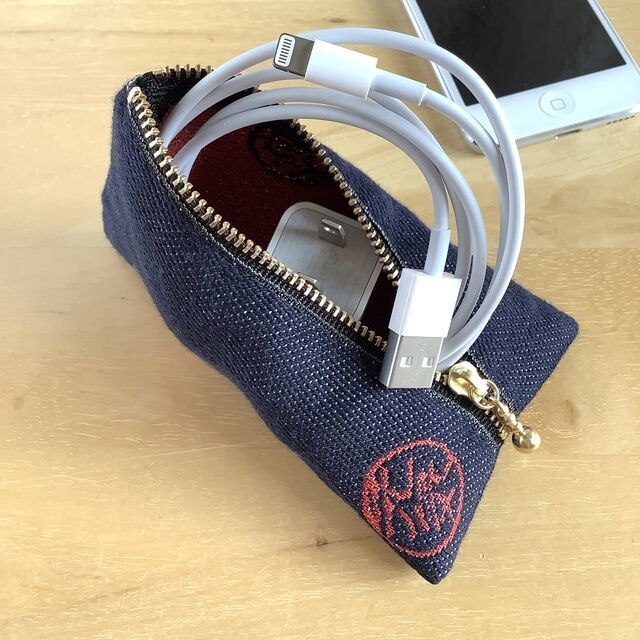 【元気玉】畳縁 テトラ型 ミニポーチ デニム風 小銭入れ