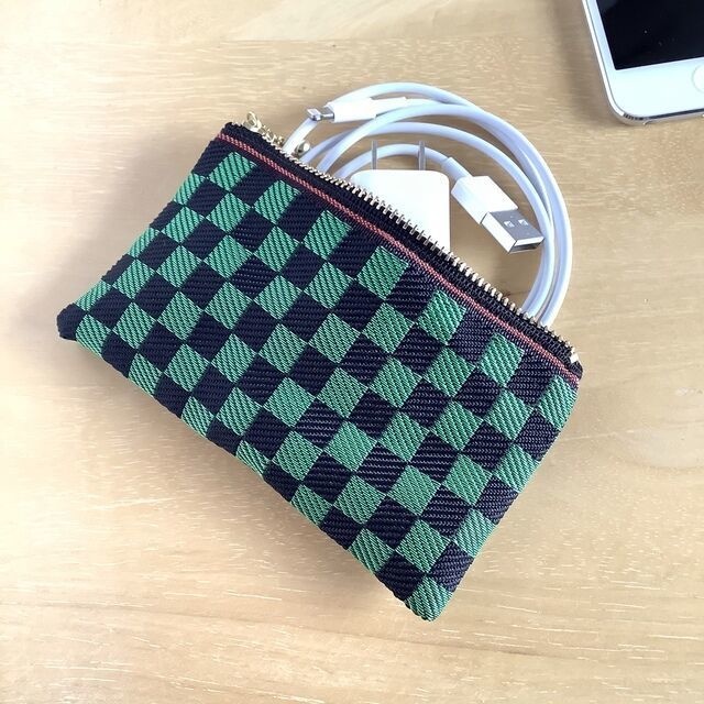 鬼滅の刃 炭治郎イメージカラー 畳縁 小銭入れ ミニポーチ 市松 緑