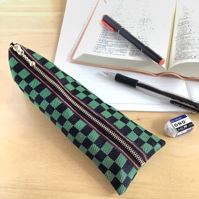 鬼滅の刃 炭治郎イメージカラー 畳縁 小銭入れ ミニポーチ 市松 緑