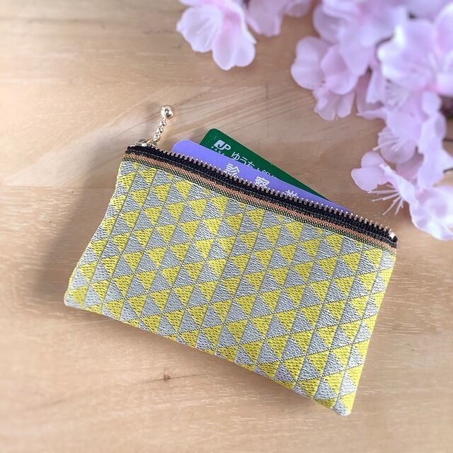 鬼滅の刃 善逸イメージカラー 畳縁 ミニポーチ 小銭入れ 鱗模様 黄色