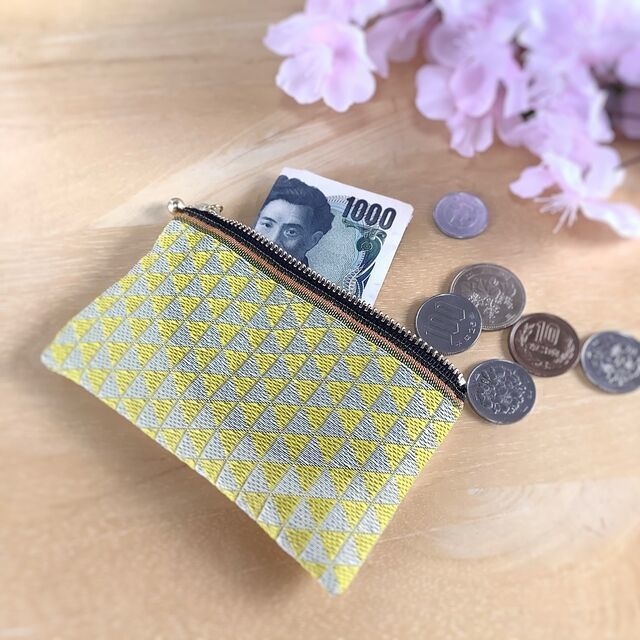 鬼滅の刃 善逸イメージカラー 畳縁 ミニポーチ 小銭入れ 鱗模様 黄色