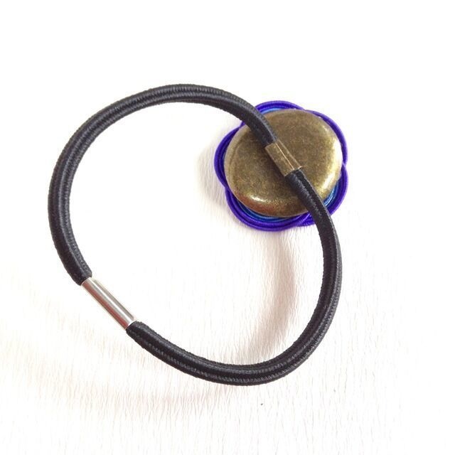 水引製 アネモネ色 青い花 ヘアゴム 北欧