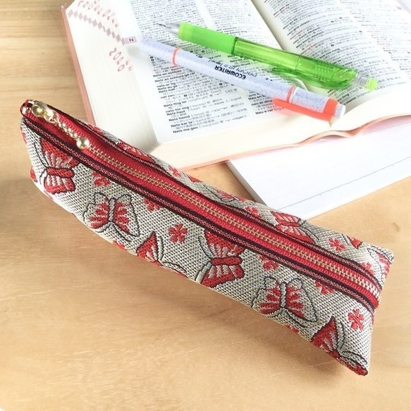 【胡蝶】畳縁 テトラ型 ペンケース 和風 ちょうちょ