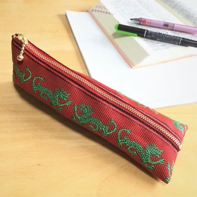 【ドラゴン】畳縁 テトラ型 ペンケース 龍 竜 チャイナ シノワズリ