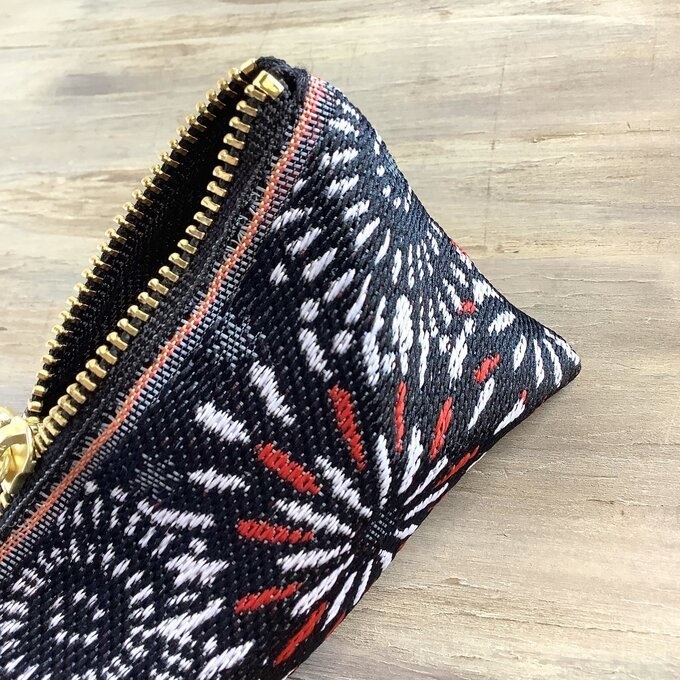 【花火】畳縁 テトラ型 ペンケース 和風 黒 夏