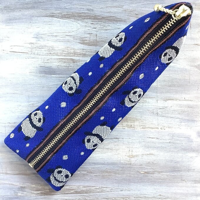 【パンダ】畳縁 テトラ型 ペンケース 熊猫 熊貓 青 紺 チャイナ