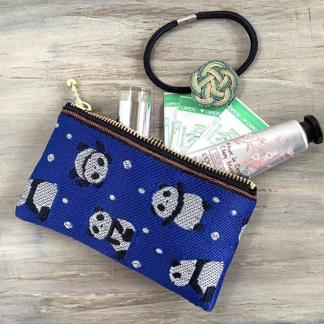 【パンダ】畳縁 テトラ型 ペンケース 熊猫 熊貓 青 紺 チャイナ