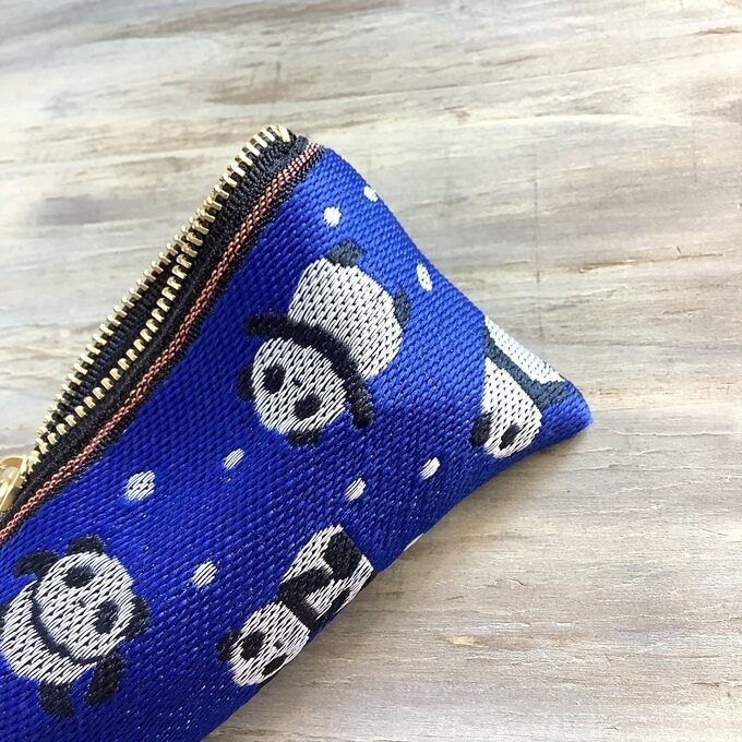 【パンダ】畳縁 テトラ型 ペンケース 熊猫 熊貓 青 紺 チャイナ