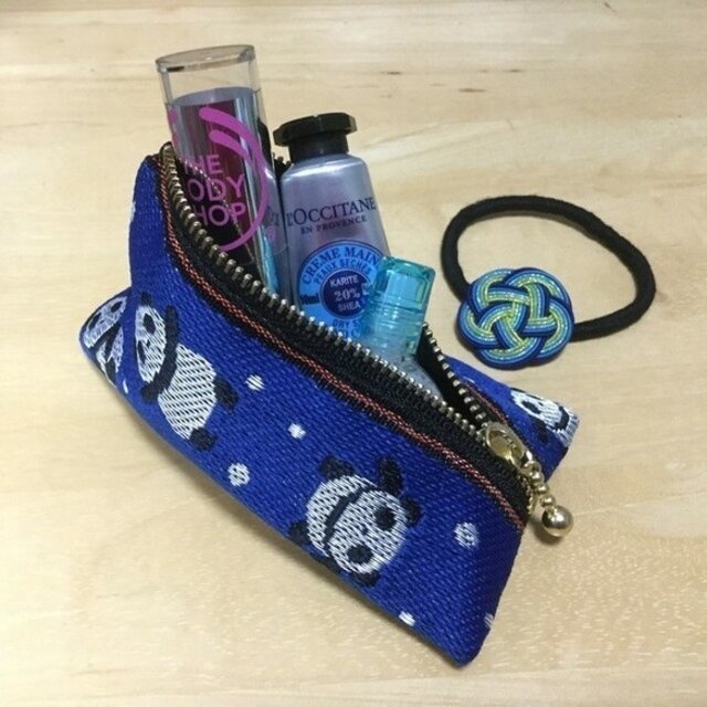 【パンダ】畳縁 テトラ型 ペンケース 熊猫 熊貓 青 紺 チャイナ