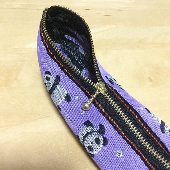 【パンダ】畳縁 テトラ型 ペンケース 熊猫 熊貓 紫 チャイナ