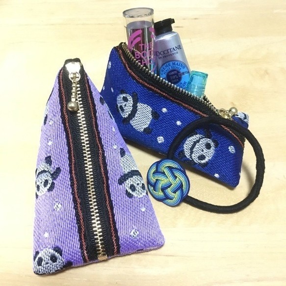 【パンダ】畳縁 テトラ型 ペンケース 熊猫 熊貓 紫 チャイナ