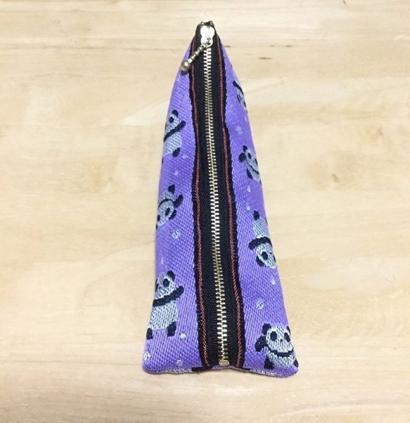 【パンダ】畳縁 テトラ型 ペンケース 熊猫 熊貓 紫 チャイナ