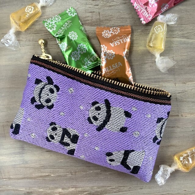 【パンダ】畳縁 テトラ型 ペンケース 熊猫 熊貓 紫 チャイナ