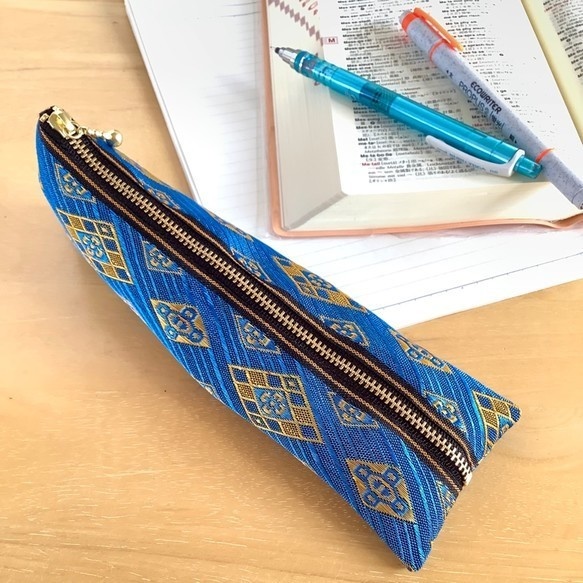 【瑠璃花菱】畳縁 ぺたんこ ミニポーチ 小銭入れ カードケース ゴールド