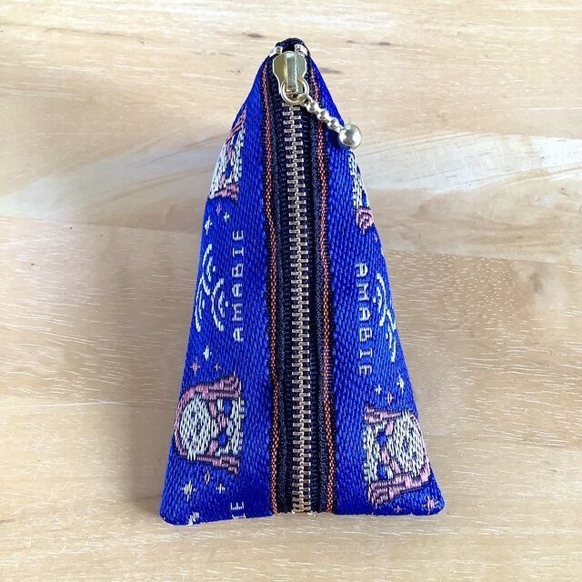 【アマビエ】畳縁 テトラ型 小銭入れ ミニポーチ キーケース 紺 疫病退散