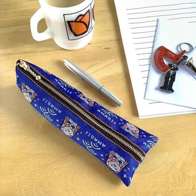 【アマビエ】畳縁 テトラ型 小銭入れ ミニポーチ キーケース 紺 疫病退散