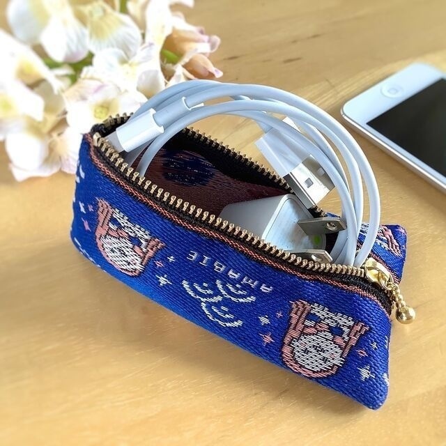 【アマビエ】畳縁 ぺたんこ カードケース 小銭入れ ミニポーチ 紺 疫病退散