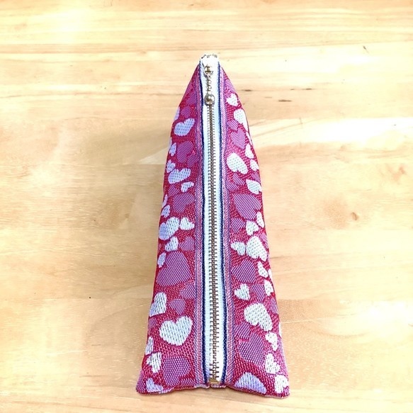 【ハート柄】畳縁 テトラ型 ペンケース ピンク ラブリー おうち時間