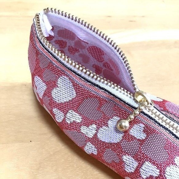 【ハート柄】畳縁 テトラ型 ペンケース ピンク ラブリー おうち時間