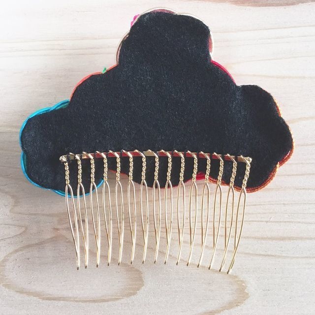 水引製 華やかでレトロな髪飾り 袴や振袖に! オレンジピンク ヘアコーム