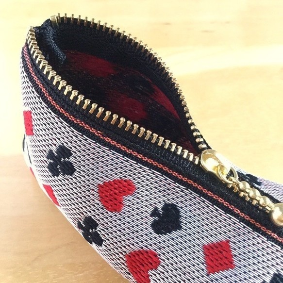 【トランプ柄】畳縁 テトラ型 ペンケース 白 アリス