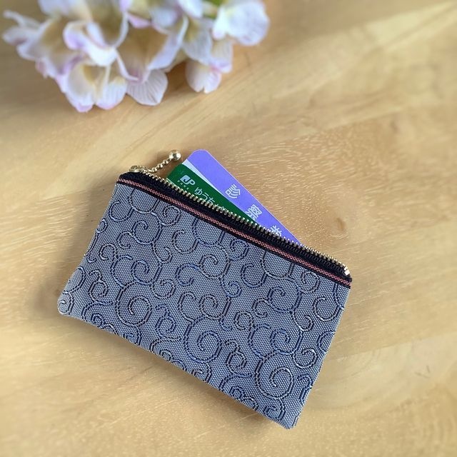 【鯖唐草】畳縁 ぺたんこ カードケース 小銭入れ カードケース ニュアンスカラー 唐草文様