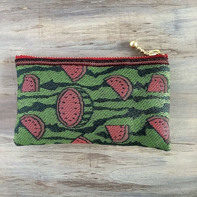 【スイカ】畳縁 ぺたんこ ミニポーチ 小銭入れ カードケース