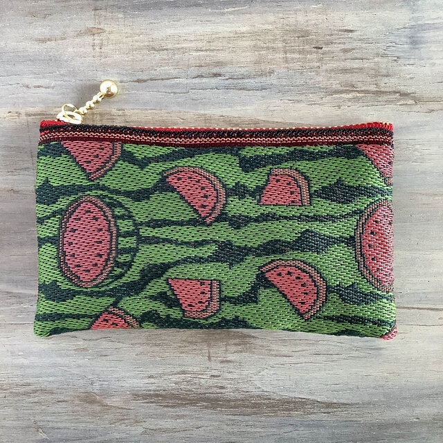 【スイカ】畳縁 ぺたんこ ミニポーチ 小銭入れ カードケース