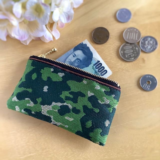 【迷彩】畳縁 ぺたんこ ミニポーチ 小銭入れ カードケース カモフラージュ ミリタリー