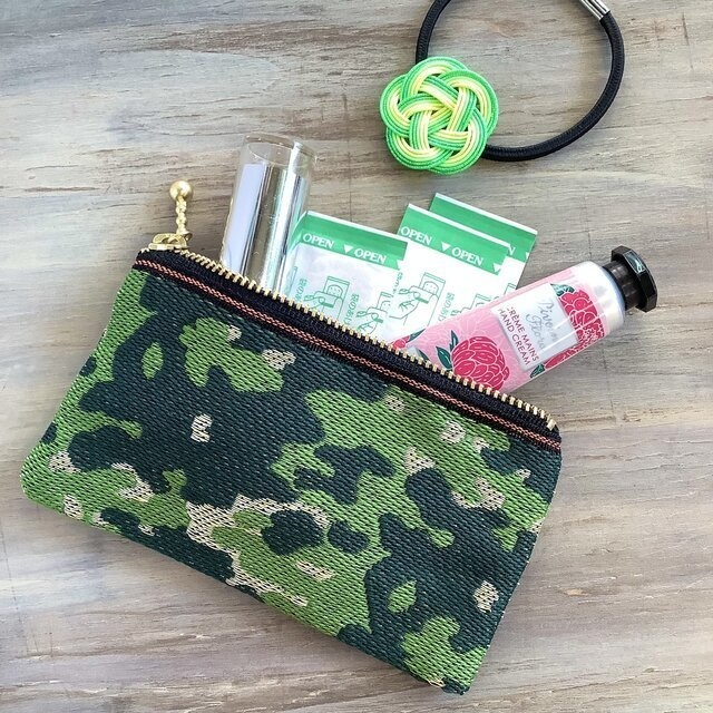 【迷彩】畳縁 ぺたんこ ミニポーチ 小銭入れ カードケース カモフラージュ ミリタリー