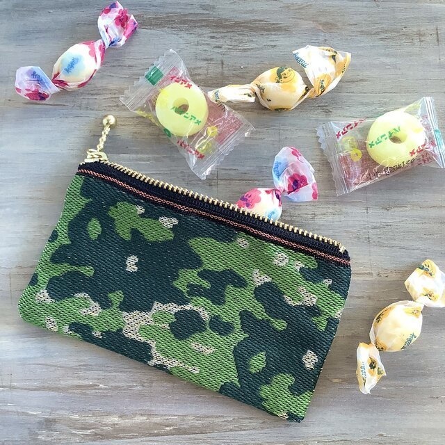 【迷彩】畳縁 ぺたんこ ミニポーチ 小銭入れ カードケース カモフラージュ ミリタリー