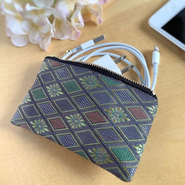 【雲居】畳縁 花菱 ぺたんこ ミニポーチ カードケース 小銭入れ ニュアンスカラー